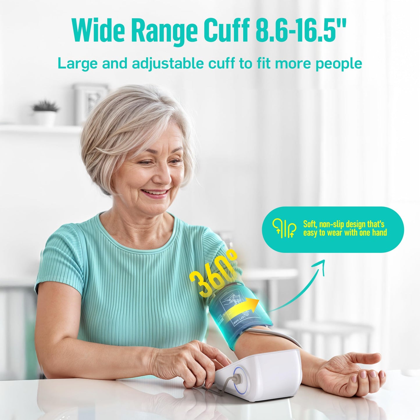Runstar Upper Arm Blood Pressure Monitor with Wide Range Cuff (8.7'' -16.5'') for Home Use FSA/HSA Eligible, Automatic Digital BP Machine with Storage Bag, 2x99 Reading Memory