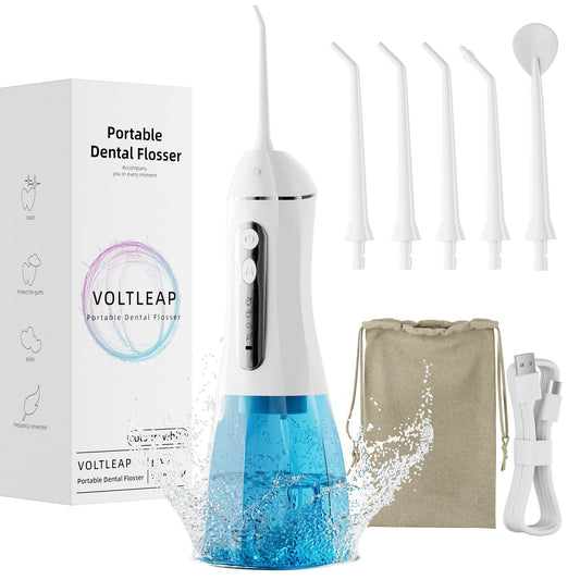 Water Flossers for Teeth, Electric Floss for Kids Adults, Water Dental Picks for Teeth Cleaning and Flossing, Portable Flossers for Travel Size, Travel Bag and 4 Tips, IPX7 Waterproof - White