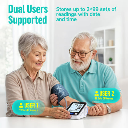 Runstar Upper Arm Blood Pressure Monitor with Wide Range Cuff (8.7'' -16.5'') for Home Use FSA/HSA Eligible, Automatic Digital BP Machine with Storage Bag, 2x99 Reading Memory